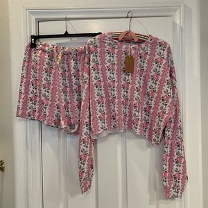 Loveshackfancy x stripe & stare collap pink pajama set